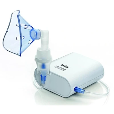 Abbildung von Laica NE3001 Inhalator für Aerosoltherapie mit Kolbenpumpe, geeignet die Anwendung allen Medikamente, leiser Betrieb, ideal Kinder