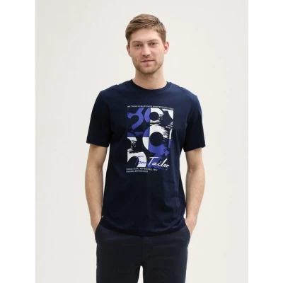 Abbildung von TOM Tailor MIT Print Tshirt print, Herren, Größe: Small, Sky captain blue