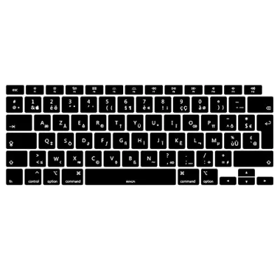 Abbildung von MiNGFi Französisch AZERTY Silikon Tastatur Schutz Abdeckung für MacBook Air 13&quot; Touch ID Modell M1 A2337 A2179 (2020+) EU/ISO Tastaturlayout Schwarz