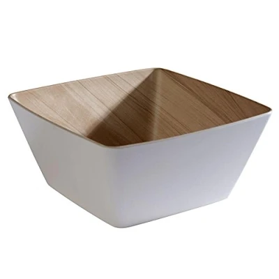 Abbildung von APS 84592 Schale FRIDA, 25 x cm, Höhe 12 Melamin, weiß/Holzoptik