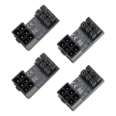 Abbildung von EMSea 4 Stück ATX 6 polig Buchse auf Pin Stecker GPU Adapter 180 Grad Abgewinkelte Netzteil Verbinder für Desktop Grafikkarten