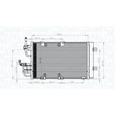 Abbildung von MAGNETI MARELLI 350203771000 Klimakondensator mit Trockner 508x328x16 328 508 16 OPEL: Zafira B, Astra H Caravan, Schrägheck