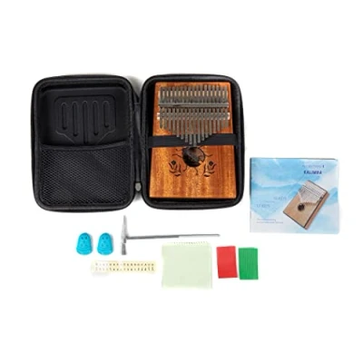Abbildung von GEWA Kalimba Daumenklavier Mahagoni, Motiv Käfer, 17 Stahlzungen, stimmbar, inkl. Tasche, Stimmhammer, Anleitung