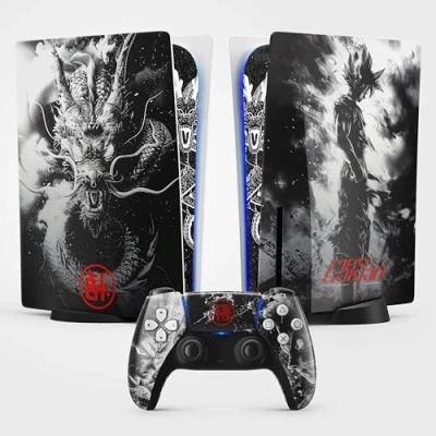 Abbildung von FFrame Dragon Warrior PS5 Aufkleber, Aufkleber für Playstation 5 Manga, Konsole und Controller, Standard Disc Edition, Skin (1 Controller)