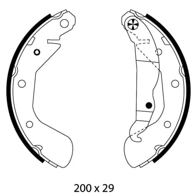 Abbildung von TEXTAR 91058100 Bremsbacken 200 29 mit Handbremshebel OPEL: Corsa C Schrägheck, С Kastenwagen