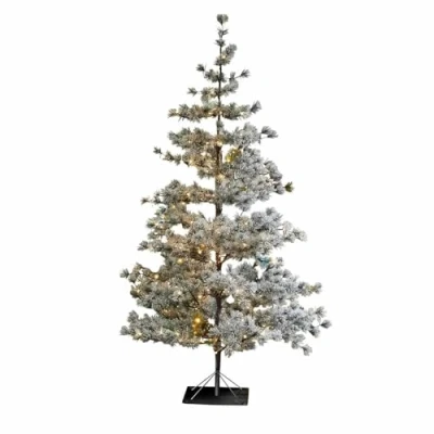 Abbildung von Loberon Weihnachtsbaum Sapi, Christbaum mit LEDs, Kunstschnee beflockt, natürliche Nadelbaum Optik, Festliche Deko Tanne, Weihnachtsdeko, Weihnachten, Eisen, PVC, Baumwolle, grün/weiß