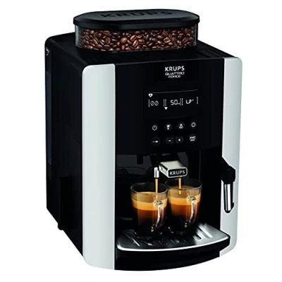 Abbildung von Krups EA817810, Espressomaschine, 1,7 l, Kaffeebohnen, Eingebautes Mahlwerk, 1450 W, Schwarz, Silber