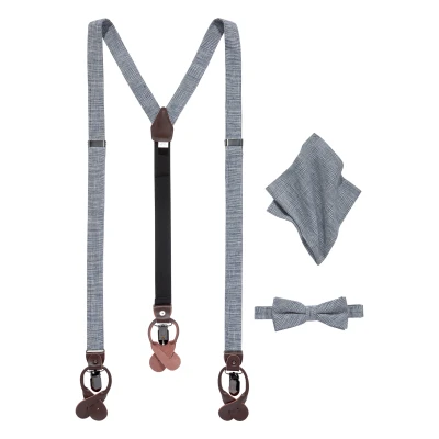 Abbildung von MONTI Fliege, (Set, 3 St.), Hosenträger im Y Design veredelt mit Kunstlederapplikation am Rücken