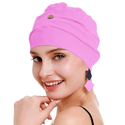 Abbildung von osvyo Baumwoll Chemo Kopfbedeckung für Damen mit Krebs und Haarausfall, Mütze aus Baumwolle, Leichte Kopfbedeckung, Versiegelte Verpackung