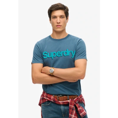 Abbildung von Superdry Classic CORE LOGO Shadow Tshirt print, Herren, Größe: XL, Blue bottle