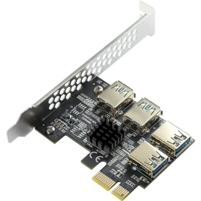 Abbildung von MZHOU PCIe 1 bis 4 PCI Express,4 Port Riser Adapterplatine USB 3.0 Adapter Multiplier Karte mit höherer Stabilität für Bitcoin Mining