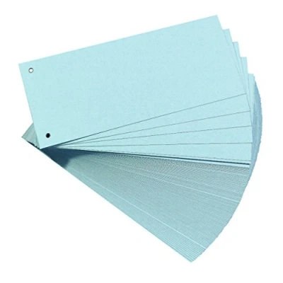 Abbildung von Original Falken 100er Pack Premium Karton Trennstreifen. Made in Germany. 10,5 x 24 cm blau Trennlaschen Trennblätter Ordner Register Blauer Engel