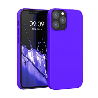 Abbildung von kwmobile Hülle kompatibel mit Apple iPhone 12 / Pro Silikon Handy Case Handyhülle weiche Oberfläche kabelloses Laden Baltik Blau