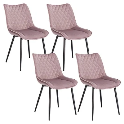 Abbildung von WOLTU Esszimmerstühle 4er Set, Küchenstühle, Wohnzimmerstühle, Polsterstühle mit Rückenlehne, für Esszimmer, Küche, Wohnzimmer, Büro, Sitzfläche aus Samt, Metallbeine, Rosa BH209rs 4