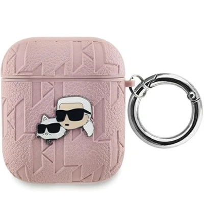 Abbildung von CG Mobile Karl Lagerfeld KLA2PGKCPP Hülle für AirPods 1/2 Rosa Monogram &amp; Choupette Head