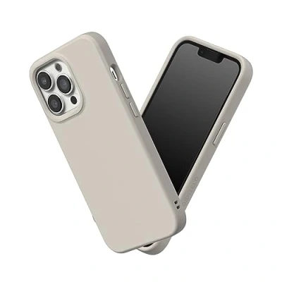 Abbildung von RhinoShield Case kompatibel mit [iPhone 13 Pro] SolidSuit Stoßdämpfende &amp; schlanke Schutzhülle Premium Finish 3.5 Meter Fallschutz Sandbeige