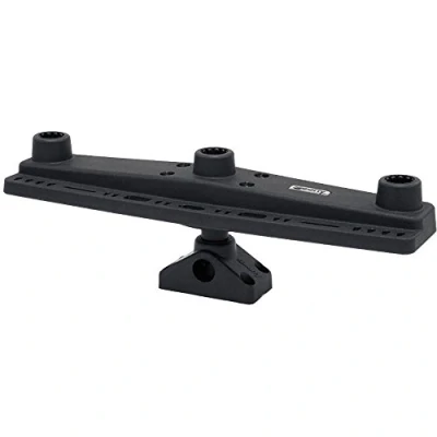 Abbildung von Scotty #257 Triple Rod Holder Board Only (No Holders) Includes Post Bracket and Mount, Black, Small