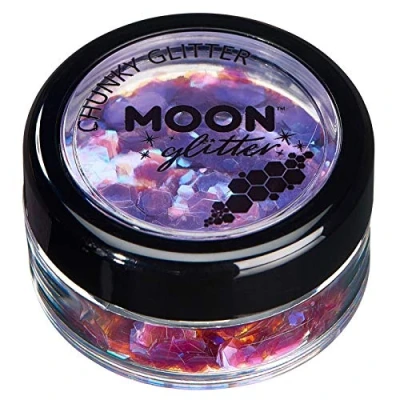 Abbildung von Schillernder grober Glitzer von Moon Glitter 100% kosmetische für Gesicht, Körper, Nägel, Haare und Lippen 3g Violett