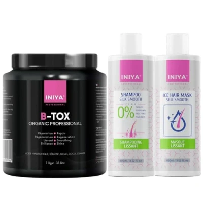 Abbildung von B Tox Professional Haarpflege ohne Formol, 1 kg Hyaluronsäure, Keratin, Argan, Kokos Organic Iniya Glättend &amp; Spiegeleffekt Shampoo Pflegeset Sulfate