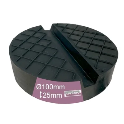 Abbildung von Gummiauflagen Verschiedene Größen für Wagenheber und Hebebühnen zum Reifenwechseln Rangierwagenheber Gummiklotz Gummiunterlage (100x25 V Nut+Waffel)