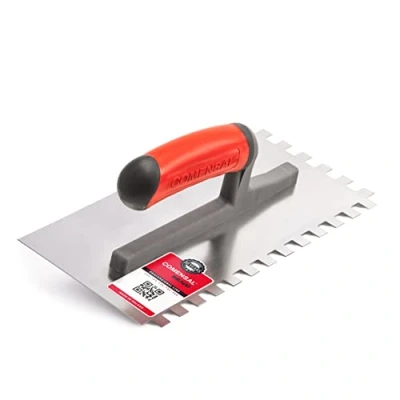 Abbildung von COMENSAL Zahnkelle 10 mm Profi Edelstahl Glättekelle Zahnspachtel zum Verlegen von Fliesen Ergonomisch Griff Made in EU 280 x 130