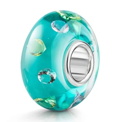Abbildung von Materia Bead Glasperle Weiß Zirkonia Transparent 329, Kern aus 925 Sterling Silber