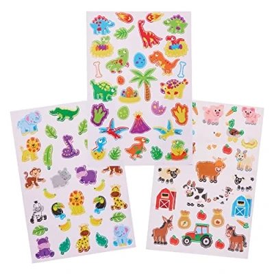 Abbildung von Baker Ross FX749 Mini Party Stickerbögen Packung mit 12 Bögen, Aufkleber für Kinder zum Basteln und Gestalten, Schultüte Füllung
