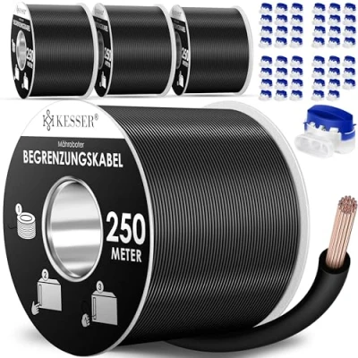 Abbildung von KESSER® Begrenzungskabel 1000m + 48 Kabelverbinder für Mähroboter Rasenmäher Rasenroboter Zubehör Set Begrenzungsdraht Universal Suchkabel kompatibel mit Gardena/Bosch/Worx/Einhell/Honda/ROBOMOW