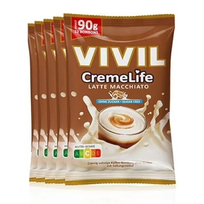Abbildung von VIVIL Creme Life Latte Macchiato, 5 Beutel, kräftige Sahnebonbons mit Kaffeegeschmack, zuckerfrei &amp; glutenfrei, x 90g