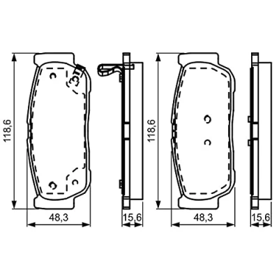 Abbildung von BOSCH 0 986 495 315 Bremsbelagsatz SSANGYONG: Rexton W, / 2, RODIUS 2