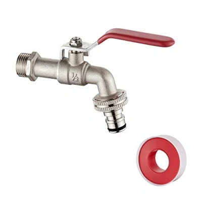 Abbildung von Ibergrif Wasserhahn Waschmaschine 1/2 zoll mit Schlauchanschlüsse Kugelhahn Frostsicher 10℃, High Temperature Resistance 120℃, Absperrhahn Tropffrei, Aussen Messing