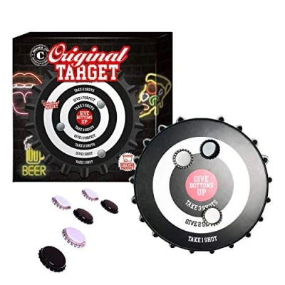 Abbildung von Original Target Magnetische Zielscheibe mit Spielfiguren Premium Qualität Geschicklichkeitsspiel 6 Bierkapseln Trinkspiel Aperitif Party House OriginalCup®