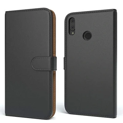 Abbildung von EAZY CASE Tasche kompatibel mit Huawei P Smart Plus Schutzhülle Standfunktion Klapphülle im Bookstyle, Handytasche Handyhülle Flip Cover Magnetverschluss und Kartenfach, Kunstleder, Schwarz