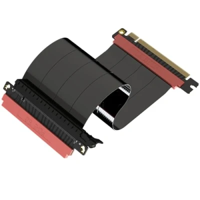 Abbildung von LINKUP AVA5 PCIe 5.0 Riser Kabel Zukunftssicher für Gen 5 GPU Vertikal Montage x16 128GB/s Geschwindigkeit 4.0 Kompatibel Entwickelt ITX Einzelne Umgekehrte Gerade Schwarz 27cm