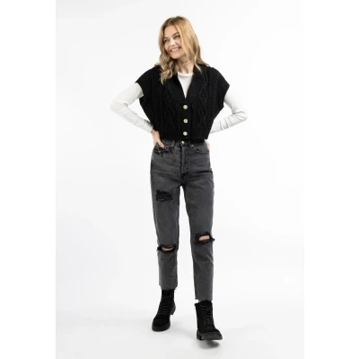Abbildung von DREIMASTER Vintage Women&#039;s Knit Vest XS/S / Schwarz 74% Polyacryl 26% Polyester