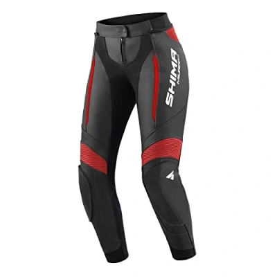 Abbildung von SHIMA Miura 2.0 Motorradhose Leder, Damen, Sporthose mit Hüft und Knieprotektoren, perforiertes elastische Einsätze, für 2 teilige Kombi (40, Schwarz/Rot)