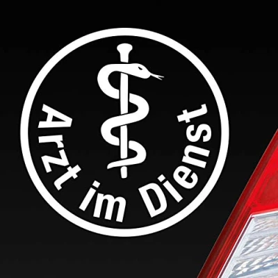 Abbildung von Hellweg Druckerei Arzt im Dienst Medizin Rettungsgasse KFZ Auto Aufkleber Sticker Heckscheibenaufkleber