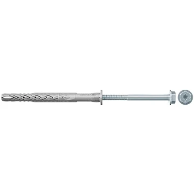 Abbildung von Fischer Langschaftdübel SXRL 10x140 FUS, Dübel mit Senkkopfschraube &amp; angeformter U Scheibe (50 Stk.), Nylondübel für optimalen Halt bei Befestigungen von Metallkonstruktionen Grau