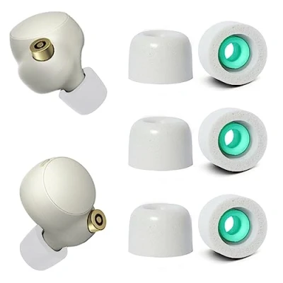 Abbildung von Memory Foam Ear Buds Ohrstöpsel für Sony WF 1000XM4 Ersatz AR Piece Tips 1000XM5 Fit Charging Case Größe L Grau(3 Paare)