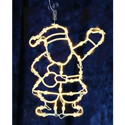Abbildung von LED Fenster Silhouette XXL in 46x38 cm Weihnachtsmann klares, gemütliches Licht Fensterbild mit Saugnapf und Batterie betrieben Dual Timer