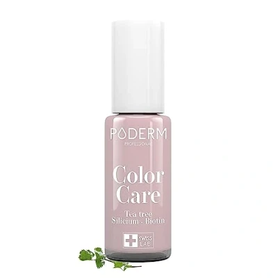Abbildung von PODERM TEEBAUM NAGELLACK COLOR CARE Parma verbessert das Aussehen für die gelbe oder brüchige Nägel 2 in 1 PFLEGE Hergestellt der Schweiz