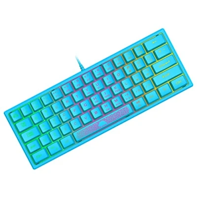 Abbildung von ZIYOU LANG Mini 60% Gaming Tastatur, Membran Game Keyboard mit Halbmechanisch Tasten, Kompakt 62 Optical RGB Chroma Hintergrundbeleuchtung, QWERTY Layout für PC Laptop Mac Computer Blau