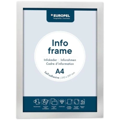 Abbildung von EUROPEL Selbstklebender magnetischer Info Rahmen aus PVC, A4 Silber, 2er Set, einfach ablösbar durch Magnet, doppelseitig, Hoch oder Querformat, 32,5 x 23,8 cm