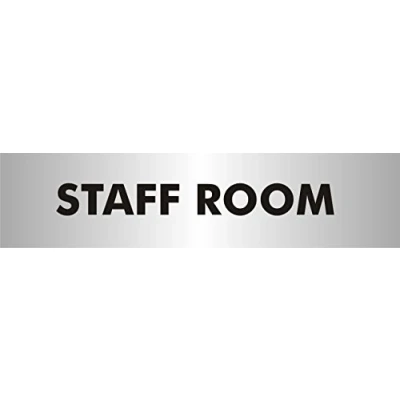 Abbildung von Seco Schild mit Aufschrift &quot;Staff Room&quot;, 190 x 45 mm 2 mm, Acryl gebürstetem Aluminium Effekt