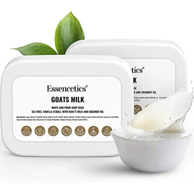 Abbildung von Essencetics 1kg BIO Ziegenmilch Seifenbasis zur Seifenherstellung SLS &amp; SLES Frei Glycerinseife Rohseife zum Seifengießen Seife Selber Machen mit Seifenblock Melt and Pour Soap Base