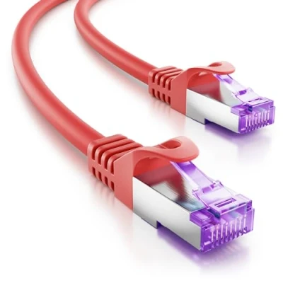 Abbildung von deleyCON 0,5m CAT7 Netzwerkkabel 10 Gigabit RJ45 Patchkabel Ethernet Kabel (Kupfer, SFTP PiMF Schirmung) für Highspeed LAN DSL Switch Modem Router Patchpanel CAT6 CAT5 Rot