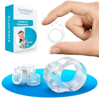 Abbildung von SilverRack® Türstopper Türklinkenpuffer Transparent [6 Stück] Wandpuffer als perfekter Schutz für Wand und Tür Türpuffer Wandschutz Türklinken Fenster
