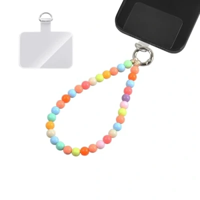 Abbildung von GD GOOD.designs Handykette mit bunten Perlen kurz Universal Handy Handschlaufe inkl. Patch für Jede Hülle Lanyard Handyband zum Umhängen (Länge 24cm)