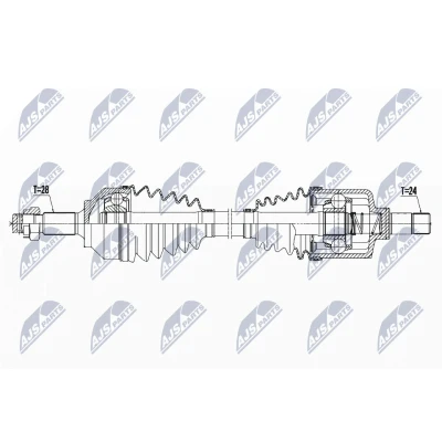 Abbildung von NTY NPW PE 027 Antriebswelle Vorderachse links 696 PEUGEOT: 508 I SW