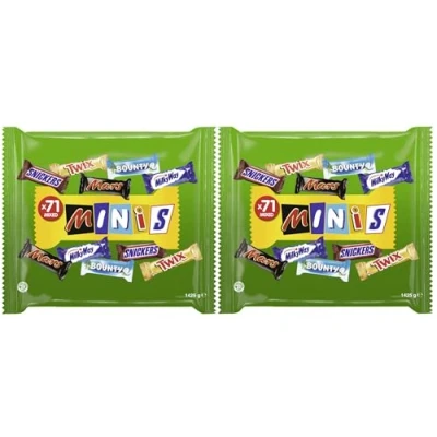 Abbildung von MIXED Minis 2x1425g Twix, Snicker, Mars, Bounty, Milky Way Partymix Schokoriegel Schokolade